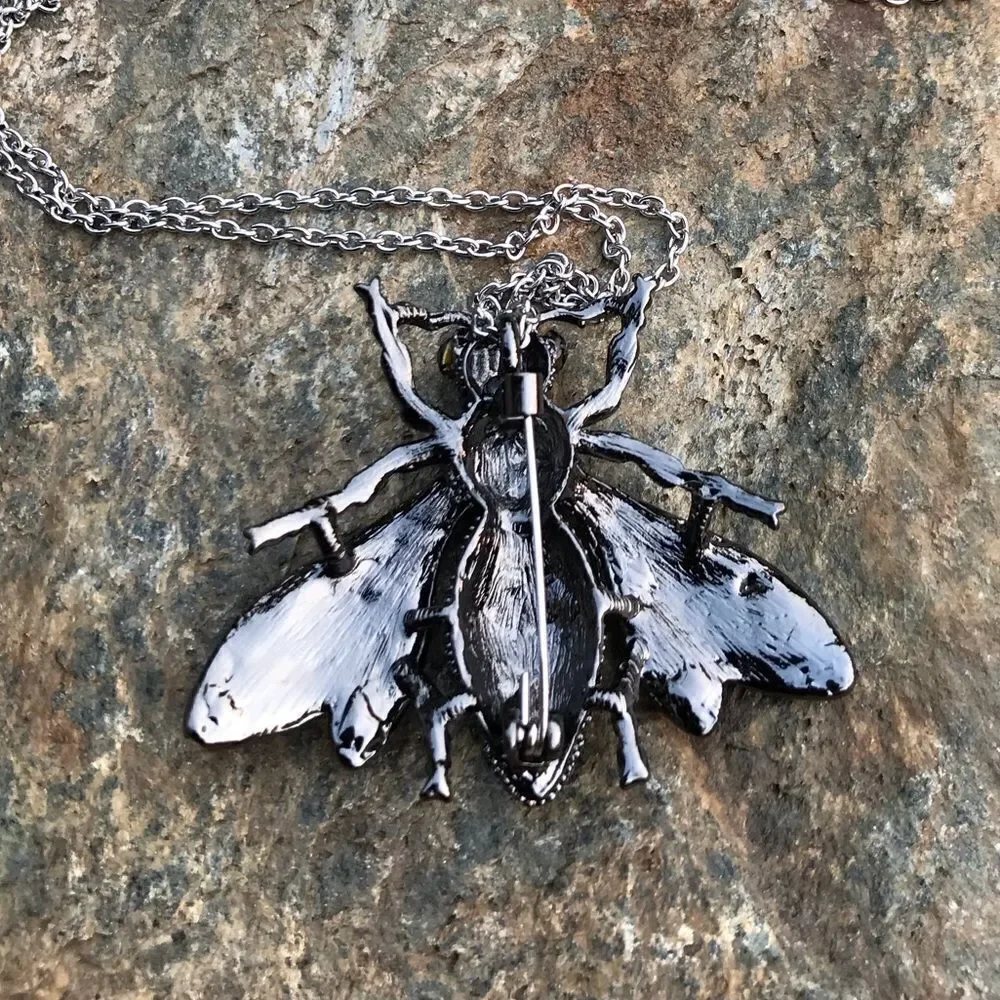 Crystal Housefly Brooch and Necklace‎